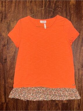 Matilda Jane Kids Coral Short-Sleeve Top with Floral Ruffle